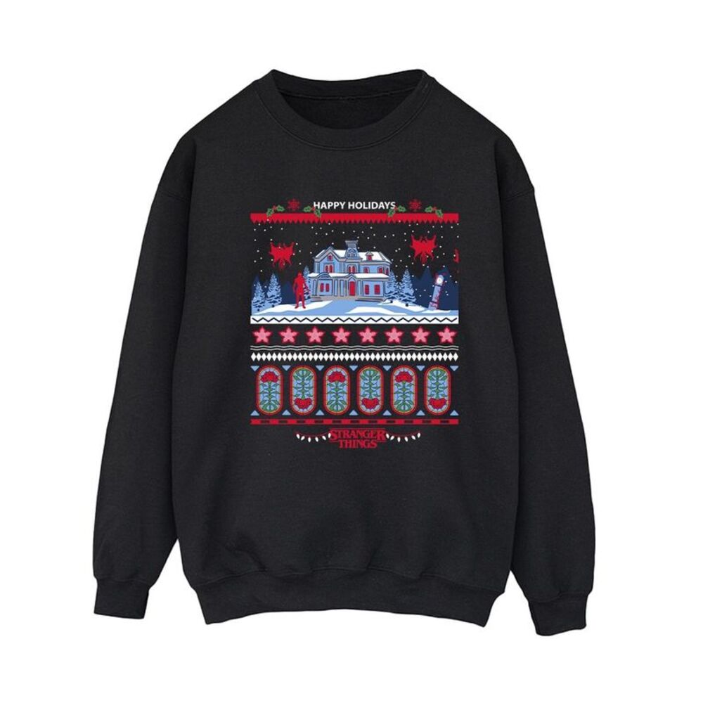 Netflix Womens/Ladies Stranger Things Fair Isle Sweatshirt / Black